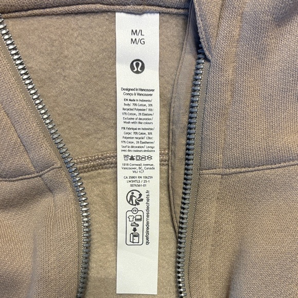 Lululemon Scuba Oversized Full-Zip Hoodie Sheer Oak M/L - Picture 5 of 9